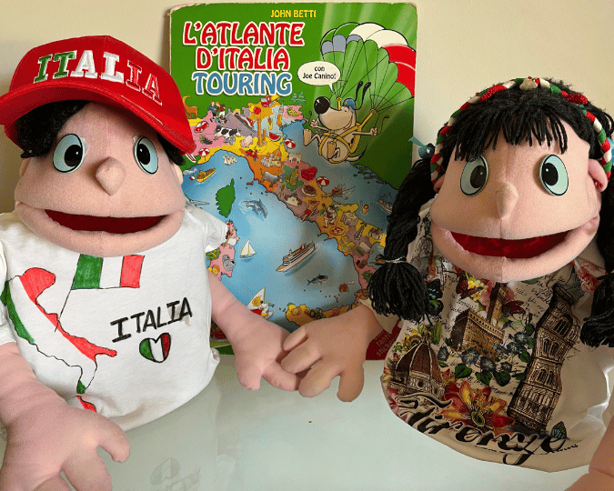 Mrs Ciaociao teaching Italian numbers, colours and animals to children